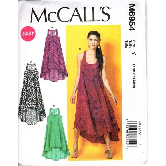 McCall's M6954 Misses XS to M Hi-low Mini and Maxi Dresses Uncut Sewing Pattern - Picture 1 of 2